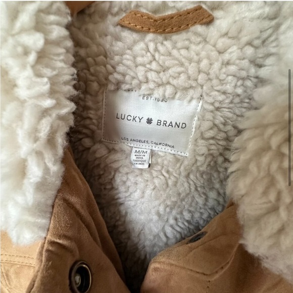 Lucky Brand Genuine Suede and Shearling Trucker Jacket - Picture 4 of 8